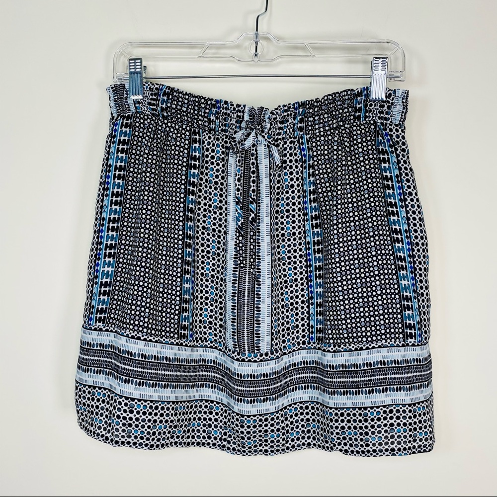 Greylin Keeley Geometric Striped Polka Dot Smocked Mini Skirt Black Size Small